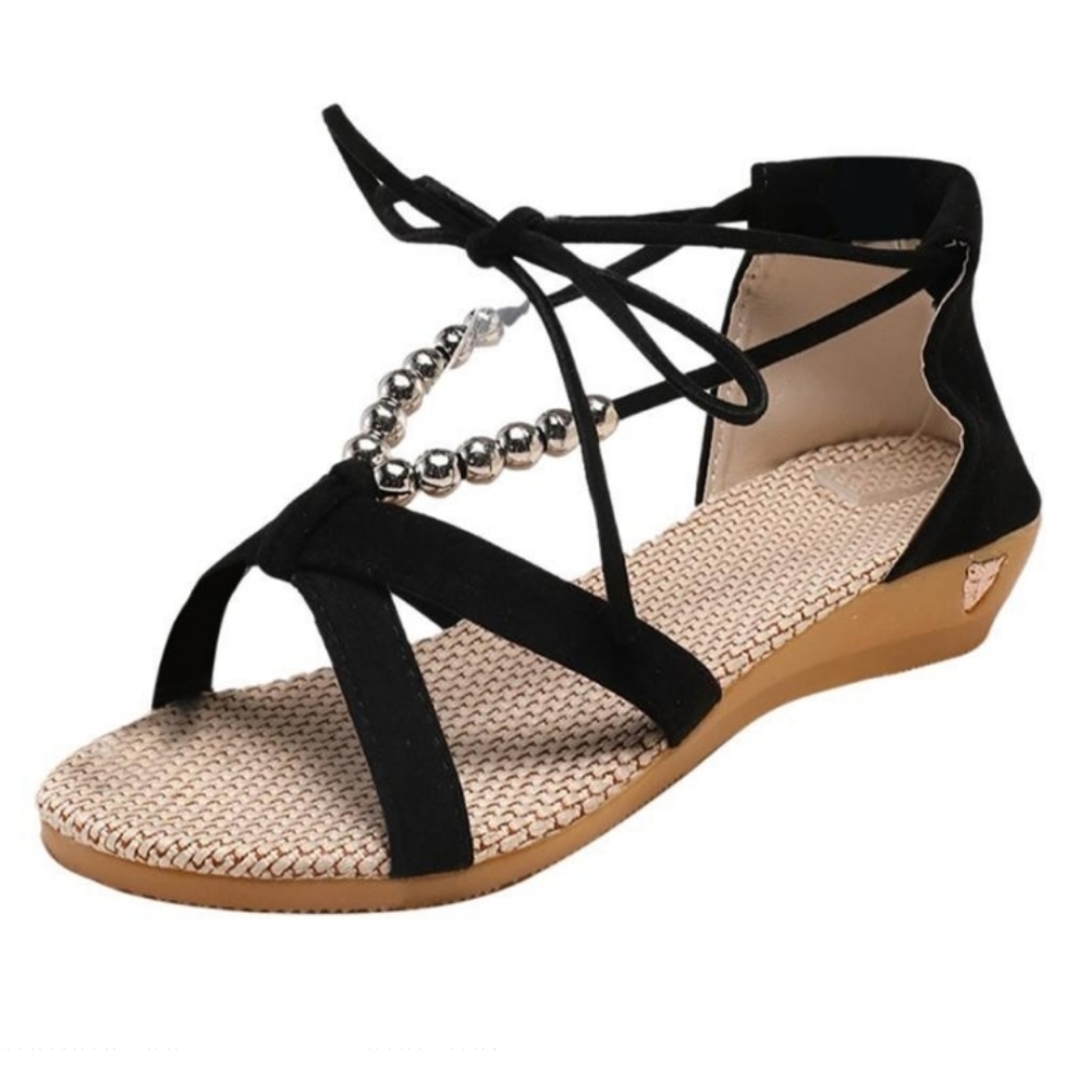 Beaded Lace up Sandals - Picture 3 of 10